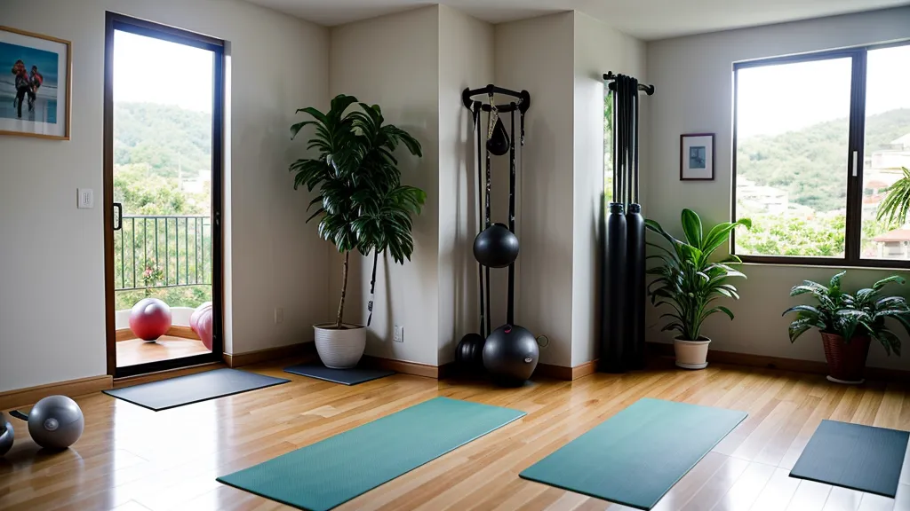 Espacio de entrenamiento limitado a un mat de yoga de 1.1 metros cuadrados para rutinas sin equipo